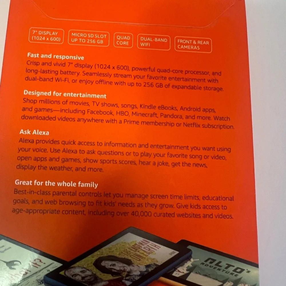 Amazon Fire 7 Tablet - Black with Orange Packaging